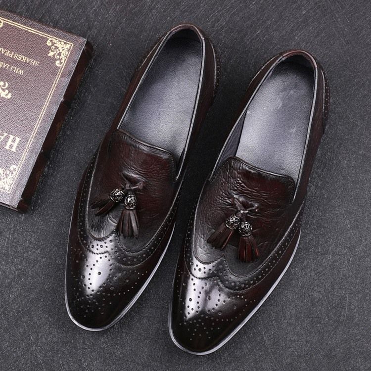 Slip-on Customized Round Toe Vintage Menns Oxfords