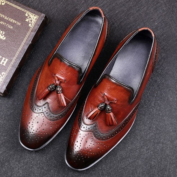 Slip-on Customized Round Toe Vintage Menns Oxfords