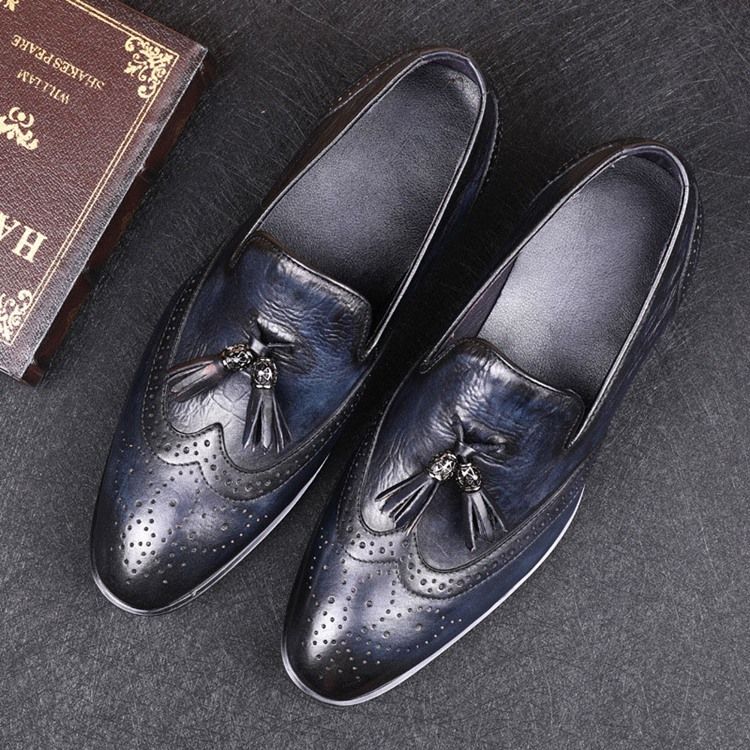 Slip-on Customized Round Toe Vintage Menns Oxfords