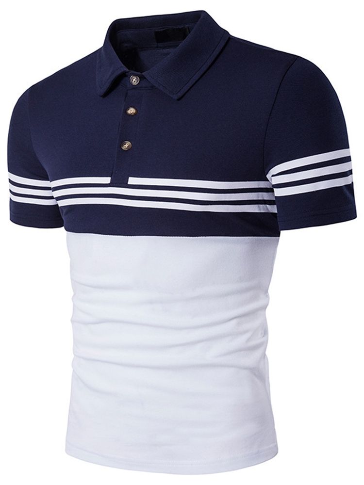 Color Block Stripe Poloshirt For Menn