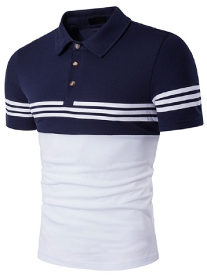 Color Block Stripe Poloshirt For Menn