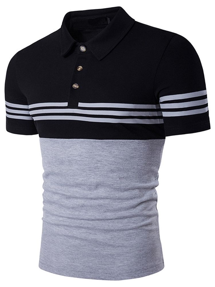 Color Block Stripe Poloshirt For Menn