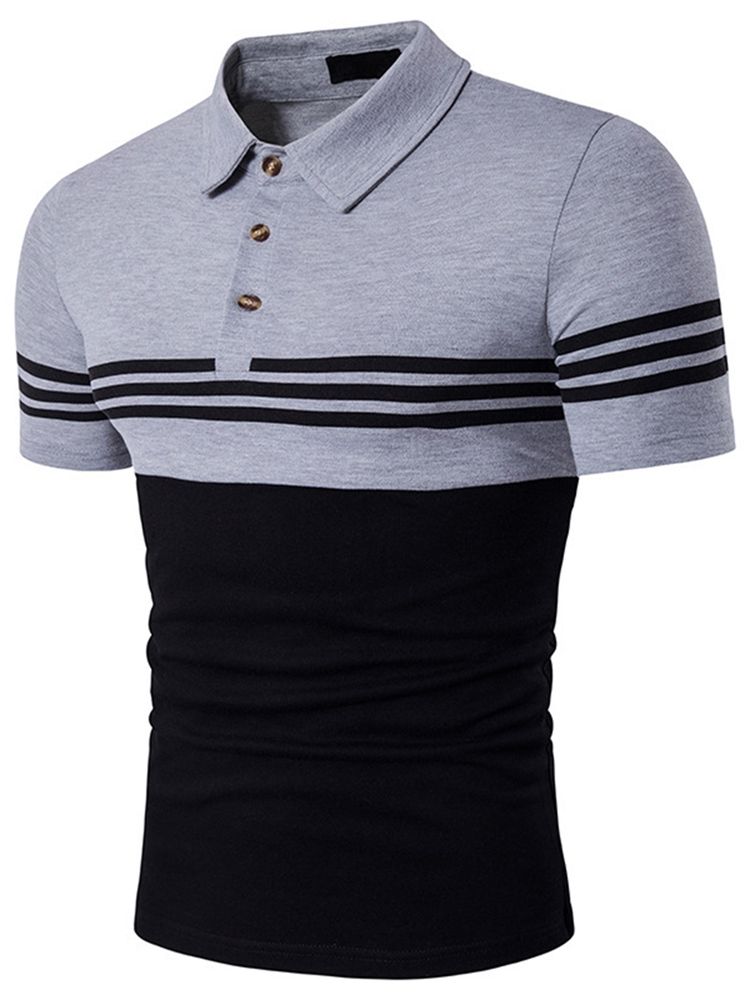 Color Block Stripe Poloshirt For Menn