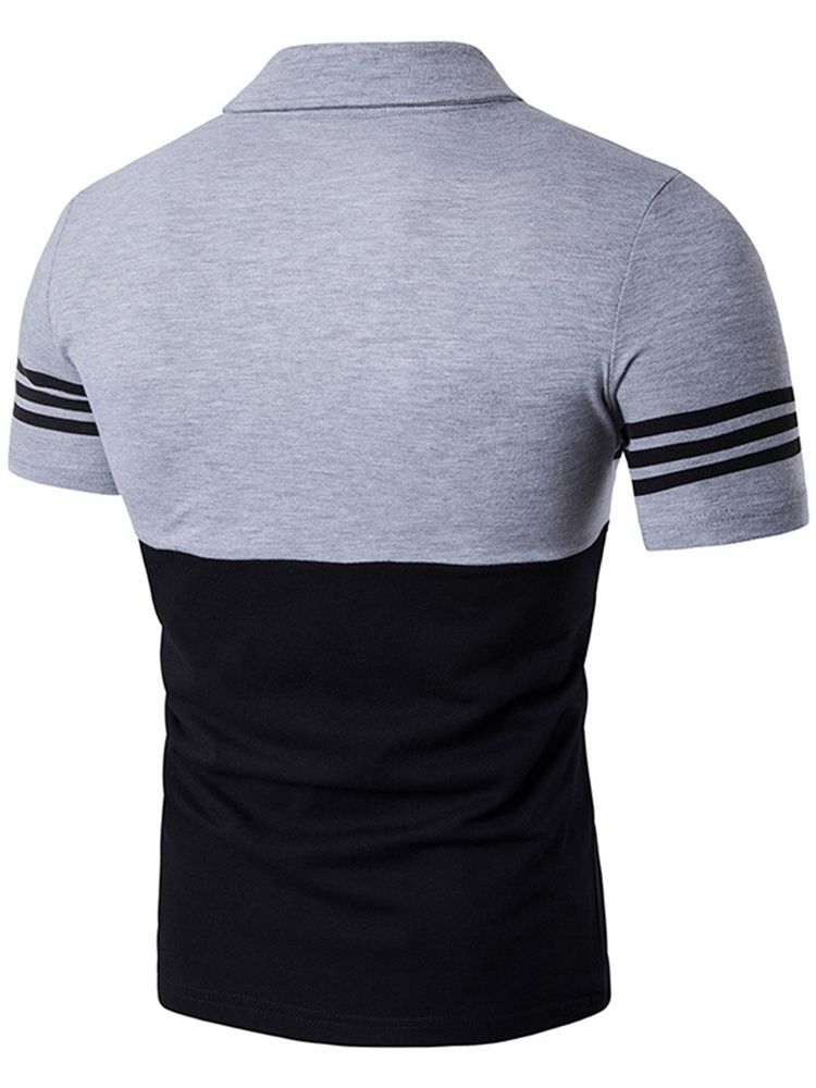 Color Block Stripe Poloshirt For Menn