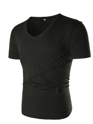 Plain Casual Kortermet Slim T-skjorte For Menn