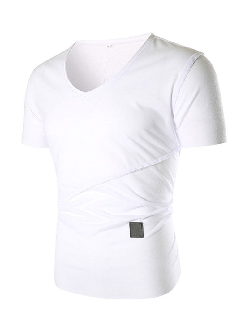 Plain Casual Kortermet Slim T-skjorte For Menn