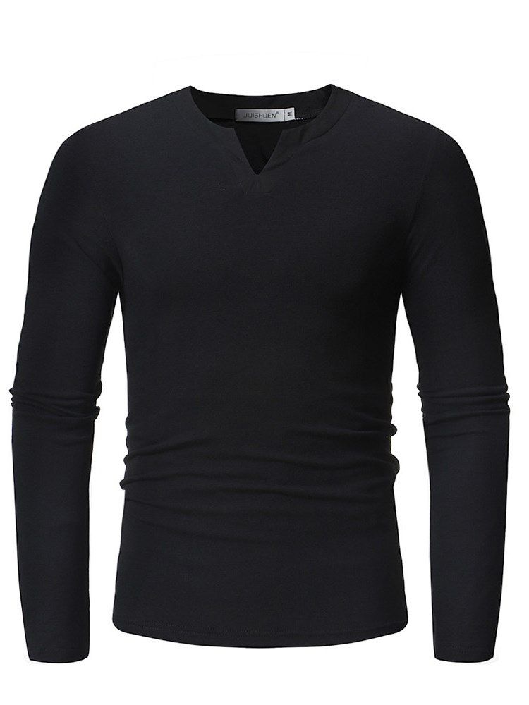 Plain V-neck Slim T-skjorter For Menn