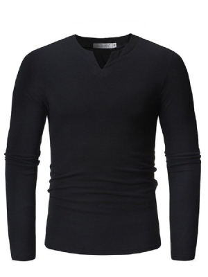 Plain V-neck Slim T-skjorter For Menn