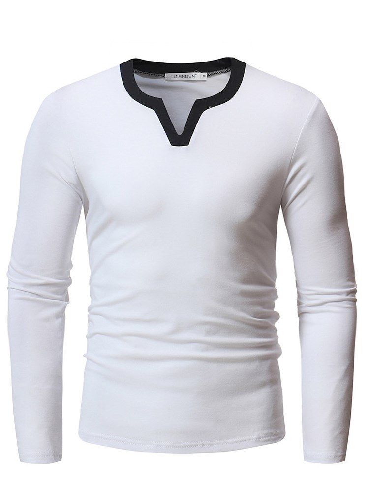 Plain V-neck Slim T-skjorter For Menn