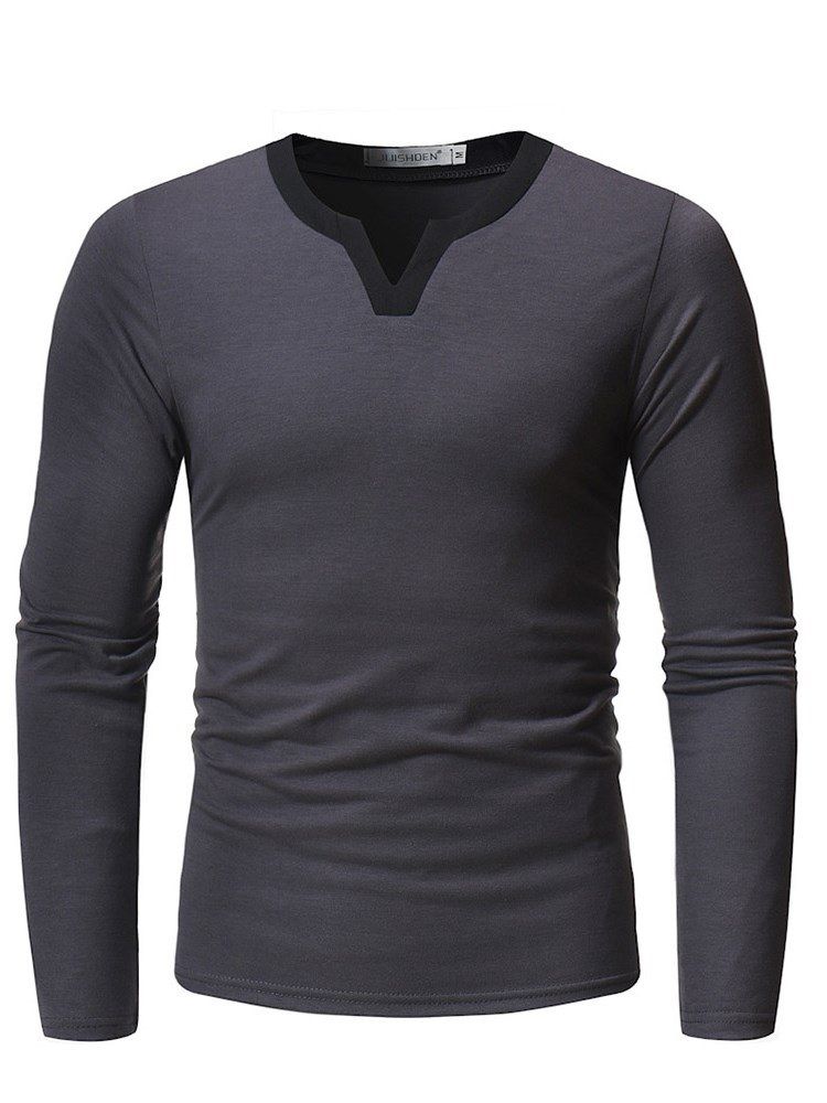 Plain V-neck Slim T-skjorter For Menn