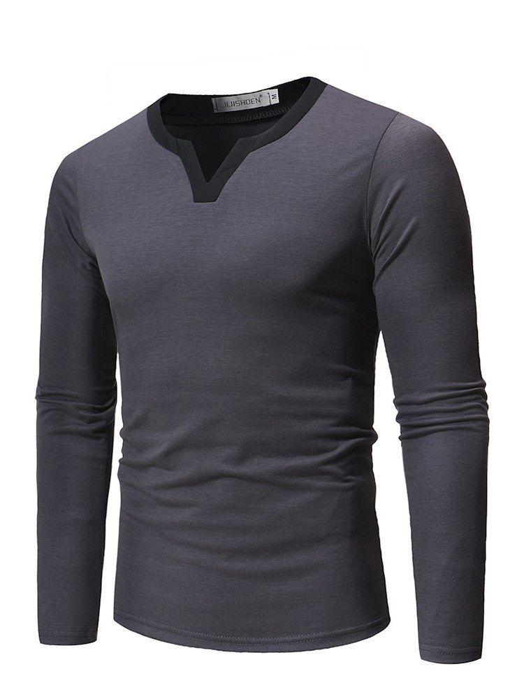 Plain V-neck Slim T-skjorter For Menn