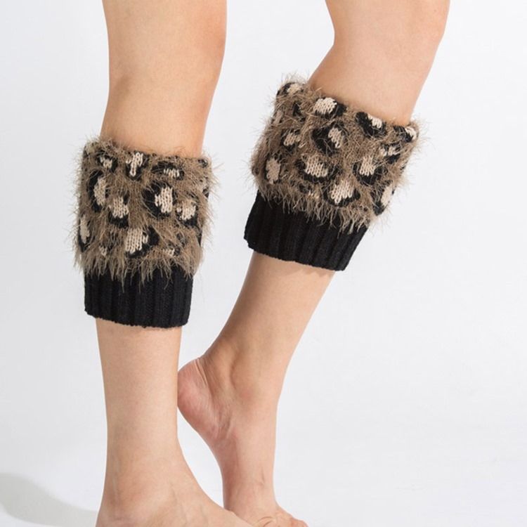 Leopard Print Boots Cuffs Socks For Kvinner