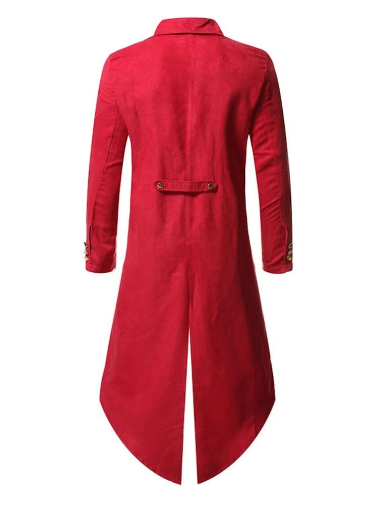 Knapp Lang Ensfarget Trenchcoat For Menn