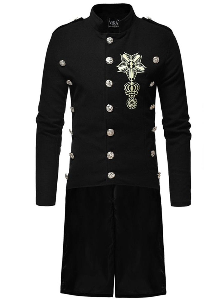 Long Stand Collar Button Single-breasted Herre Coat