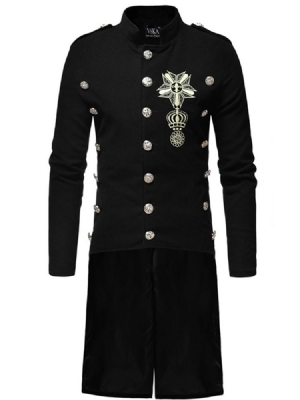 Long Stand Collar Button Single-breasted Herre Coat