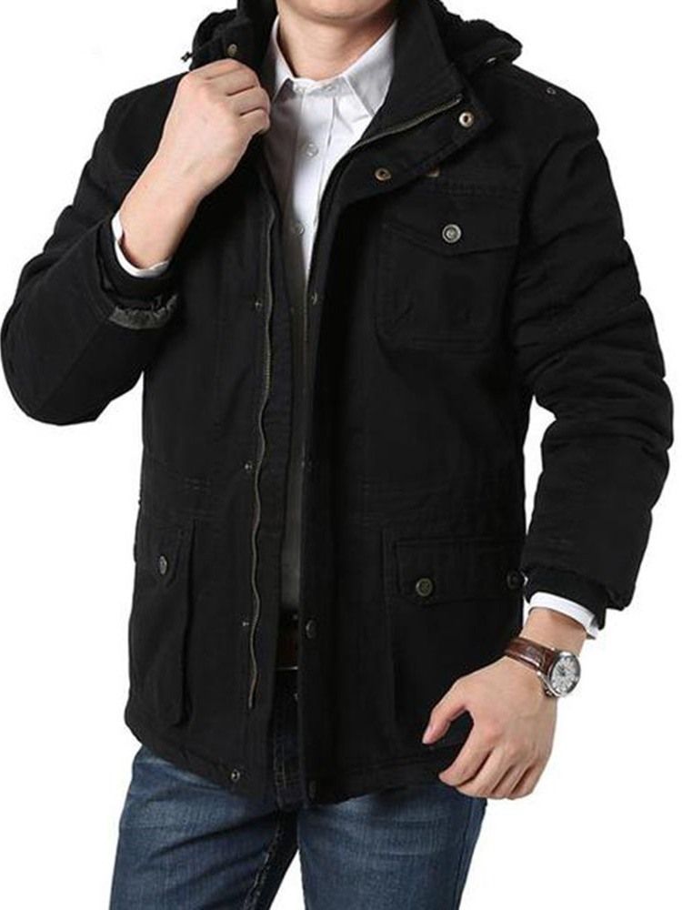 Mid-length Hooded Zipper European Dunjakke For Menn