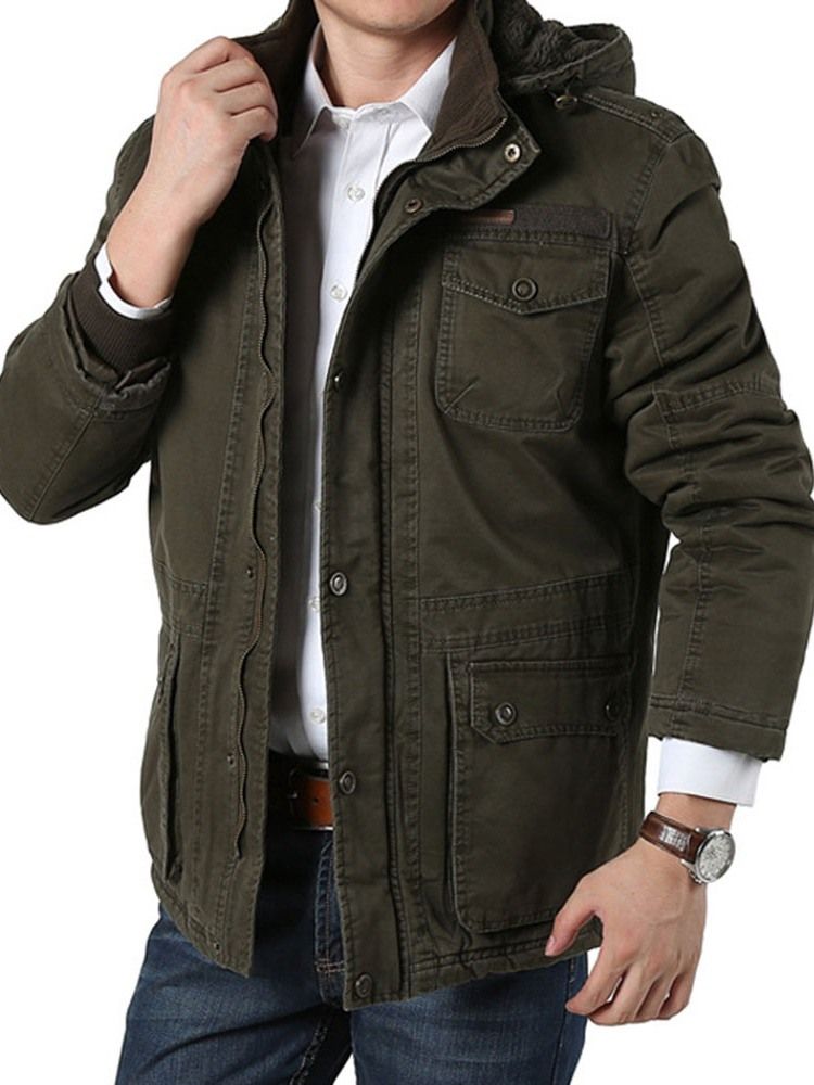 Mid-length Hooded Zipper European Dunjakke For Menn