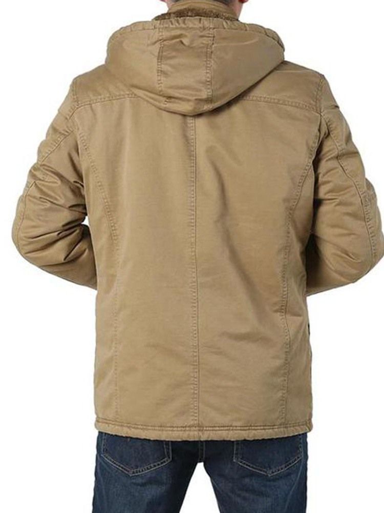 Mid-length Hooded Zipper European Dunjakke For Menn