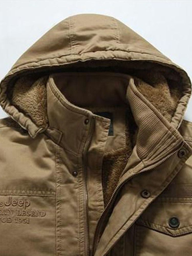 Mid-length Hooded Zipper European Dunjakke For Menn