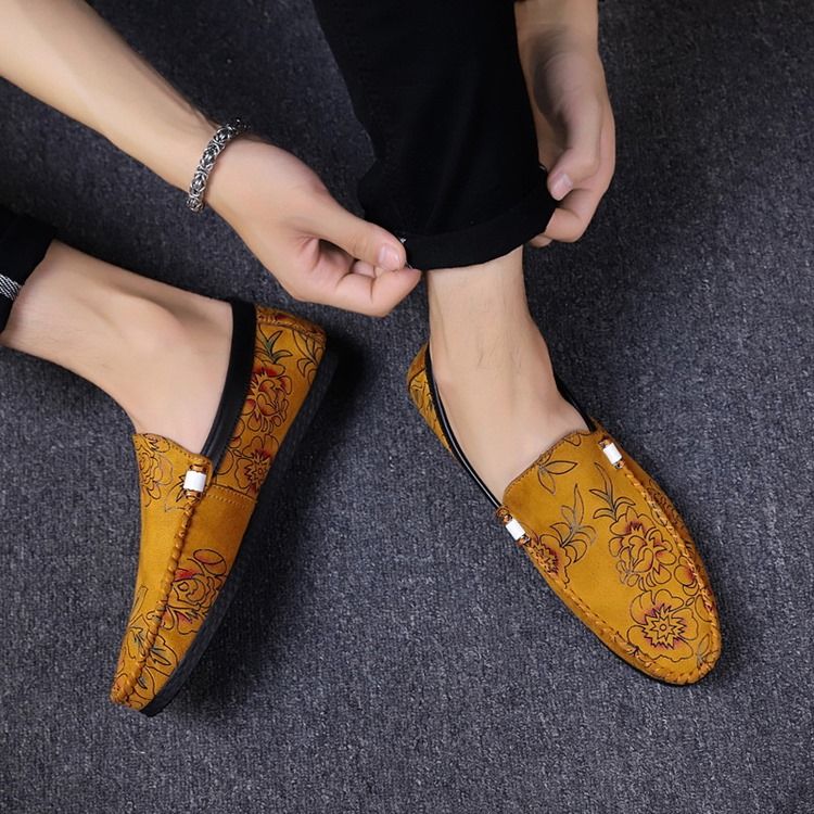 Floral Low-cut Upper Loafers For Menn