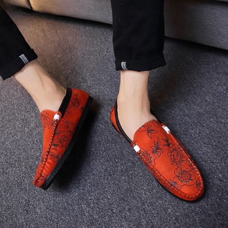 Floral Low-cut Upper Loafers For Menn