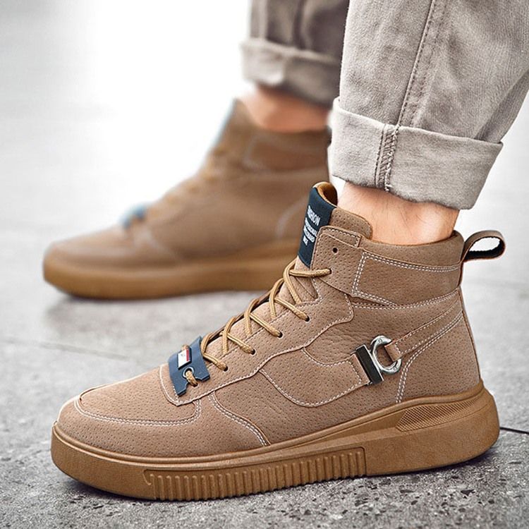 Lace-up Color Block High-cut Øvre Skatesko For Menn