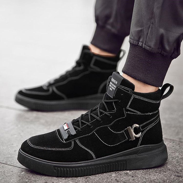 Lace-up Color Block High-cut Øvre Skatesko For Menn