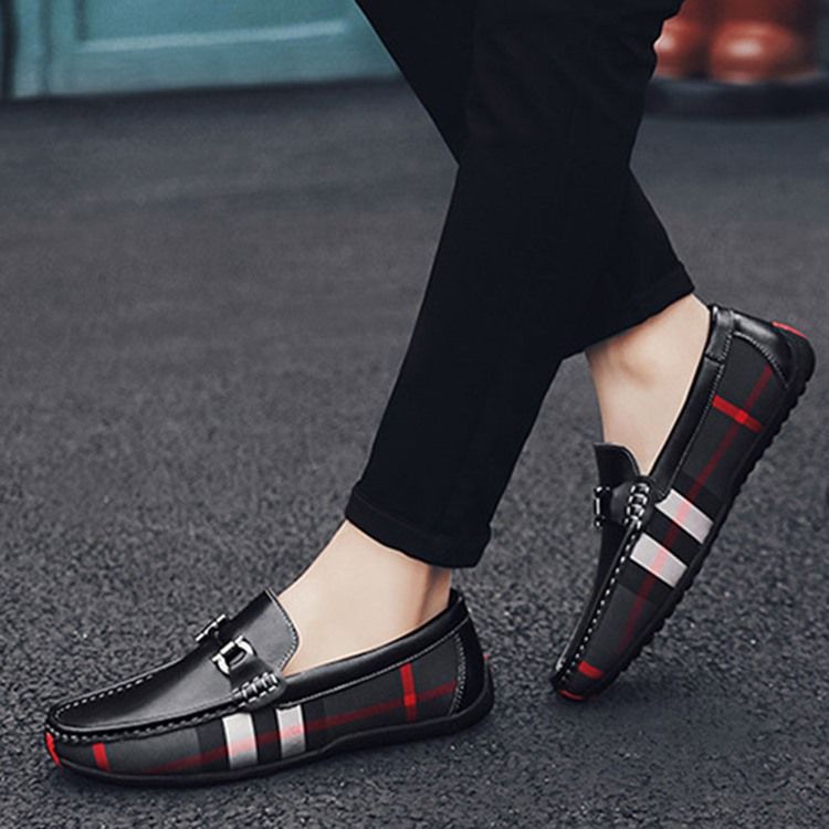 Plaid Slip-on Round Toe Herresko