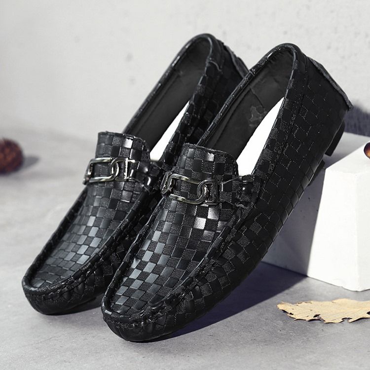 Plaid Slip-on Round Toe Loafers For Menn