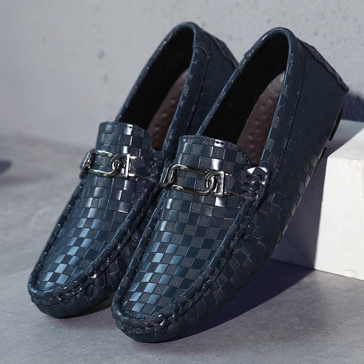 Plaid Slip-on Round Toe Loafers For Menn