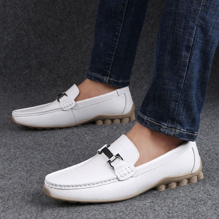 Plaid Slip-on Round Toe Menns Casual Sko