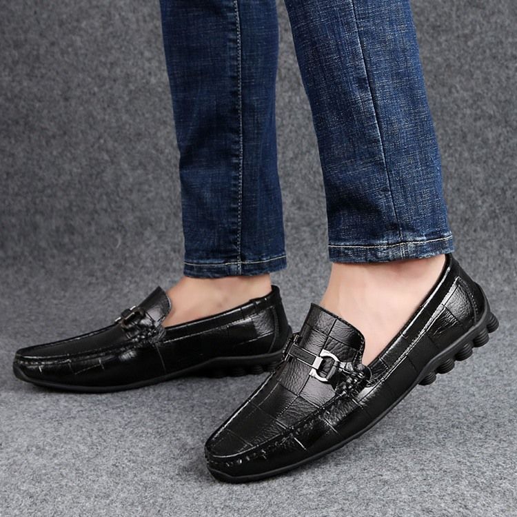 Plaid Slip-on Round Toe Menns Casual Sko