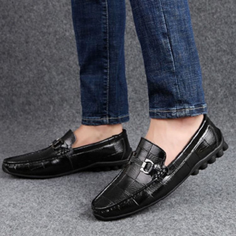 Plaid Slip-on Round Toe Menns Casual Sko