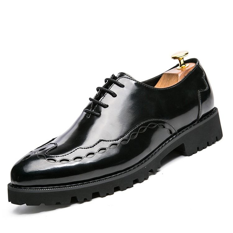 Plain Lace-up Round Toe Herresko