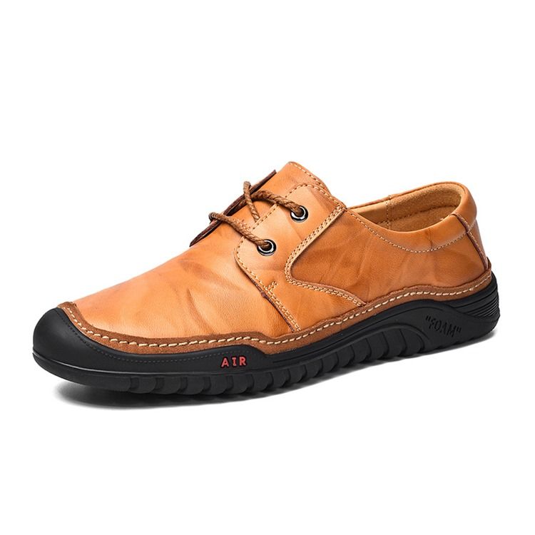 Plain Round Toe Lace-up Menns Komfortable Sko