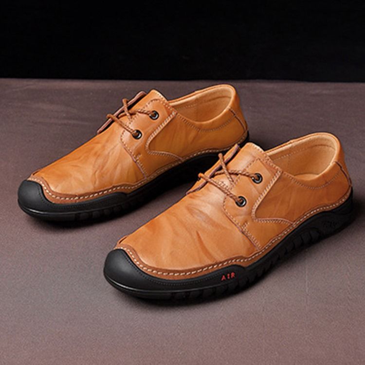 Plain Round Toe Lace-up Menns Komfortable Sko