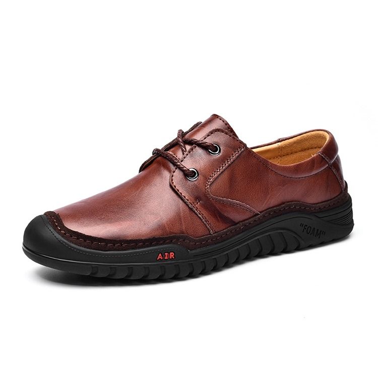 Plain Round Toe Lace-up Menns Komfortable Sko