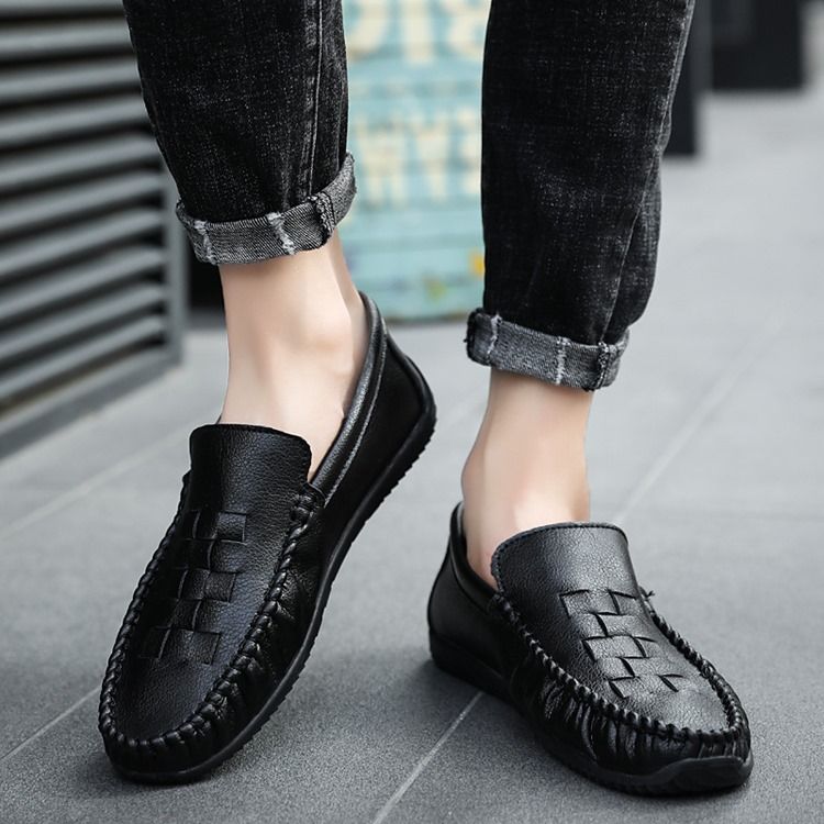 Plain Slip-on Round Toe Slip-on Casual Sko For Menn