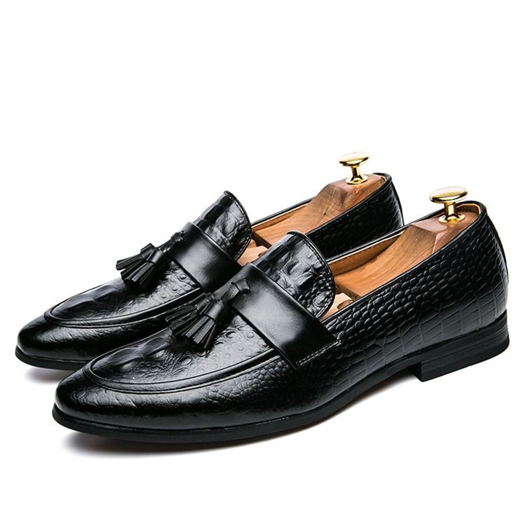 Pu Alligator Pattern Fringe Slip-on Loafers For Menn