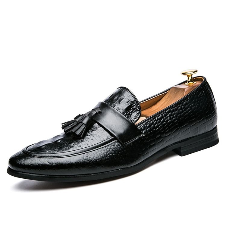 Pu Alligator Pattern Fringe Slip-on Loafers For Menn