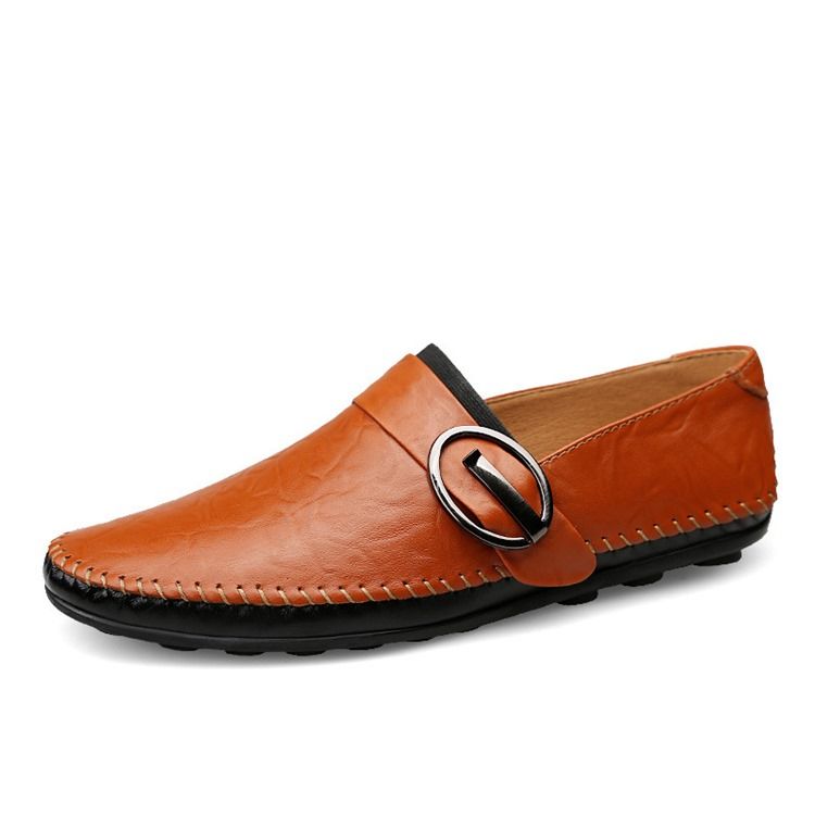 Pu Buckle Slip-on Loafers For Menn