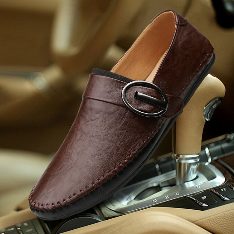 Pu Buckle Slip-on Loafers For Menn