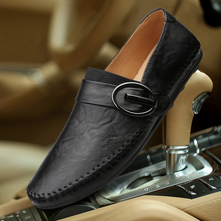 Pu Buckle Slip-on Loafers For Menn