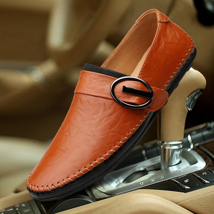 Pu Buckle Slip-on Loafers For Menn