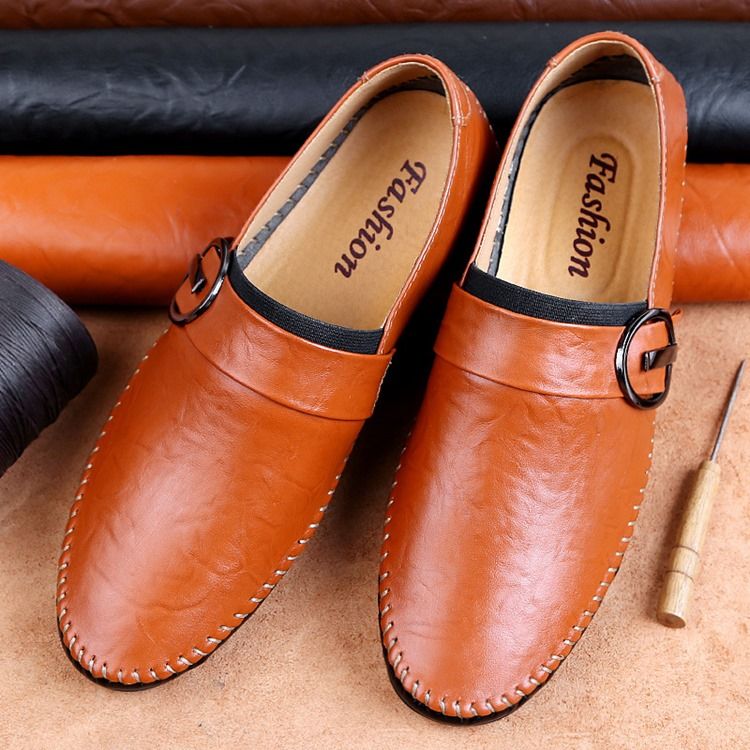 Pu Buckle Slip-on Loafers For Menn