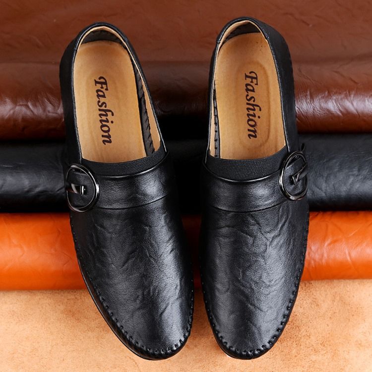 Pu Buckle Slip-on Loafers For Menn