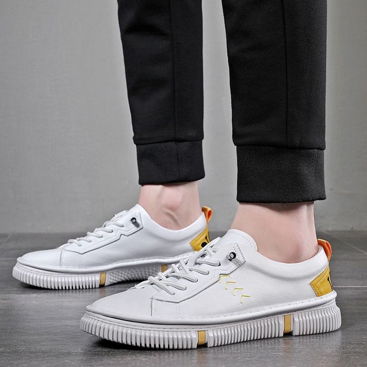 Pu Lace-up Color Block Round Toe Herreskatesko