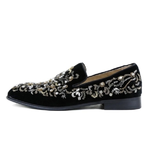 Rhinestone Round Toe Slip-on Menns Casual Sko