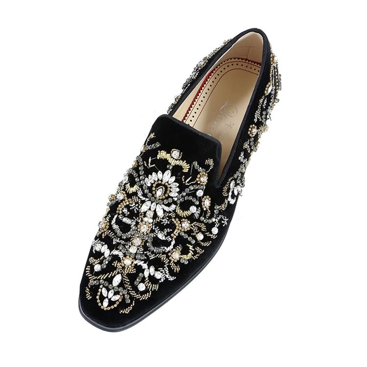 Rhinestone Round Toe Slip-on Menns Casual Sko