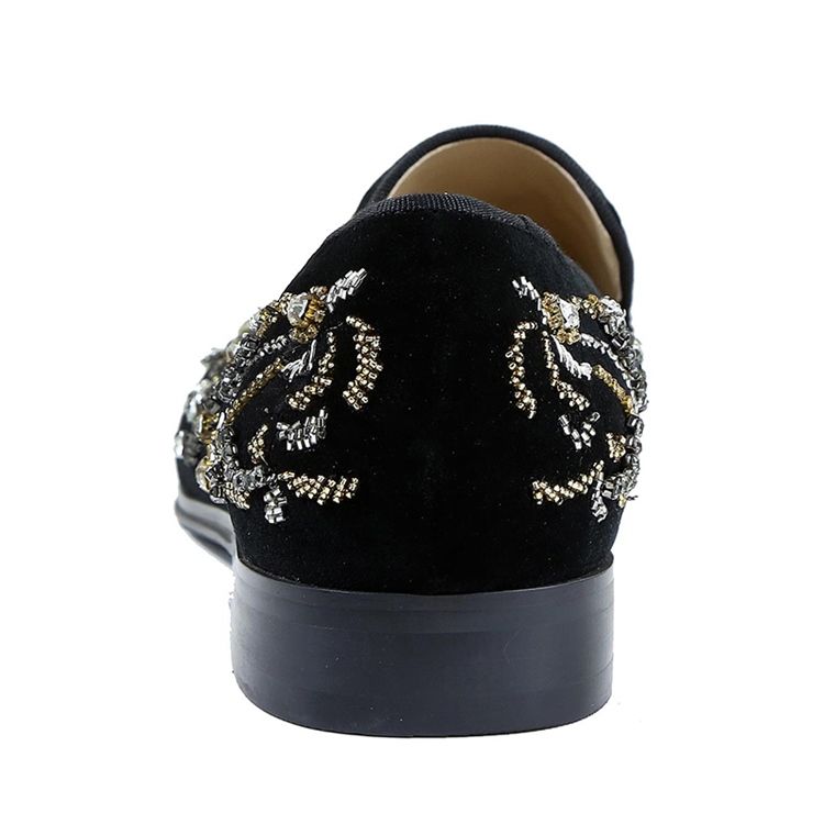 Rhinestone Round Toe Slip-on Menns Casual Sko